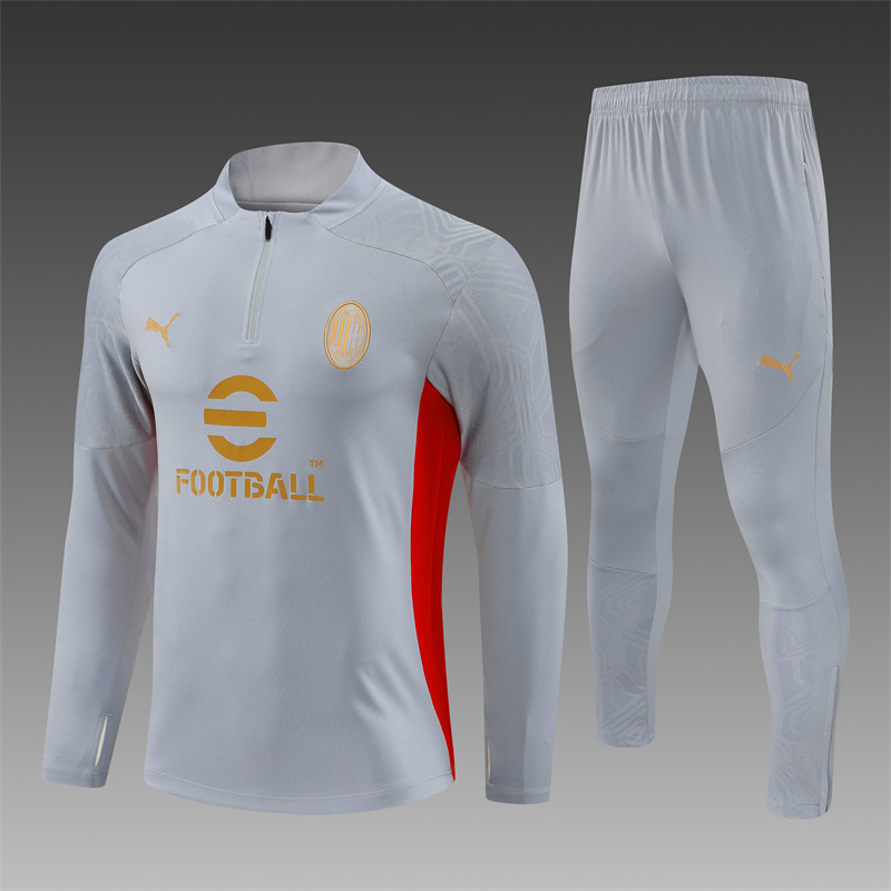 2024/2025 AC Milan Grey Half-Pull Training Suit Player Edition