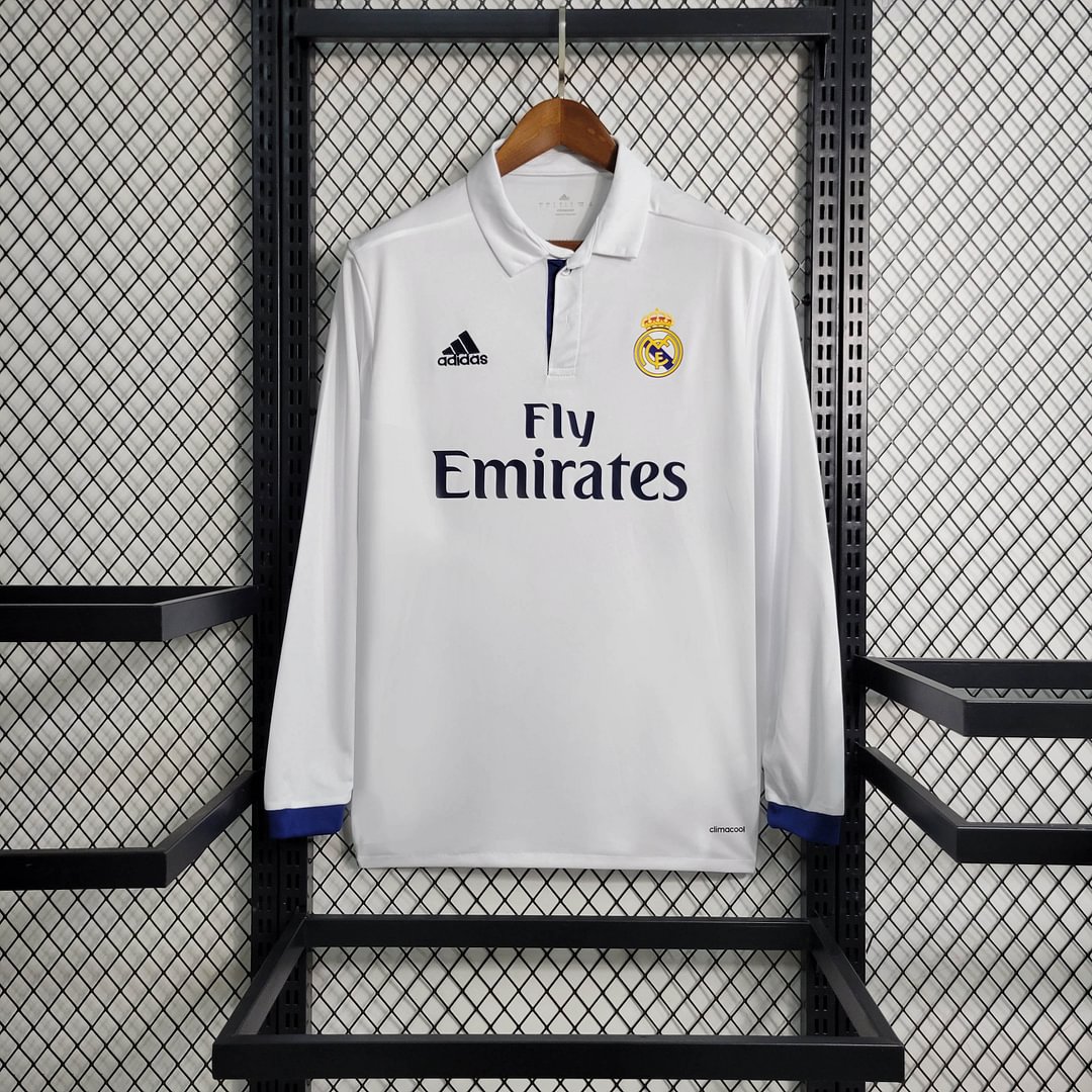 2016/2017 Real Madrid Retro Long Sleeve Home Football Shirt