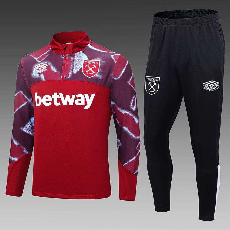 2022/2023 West Ham United Half-Pull Training Suit Maroon Red Football Shirt