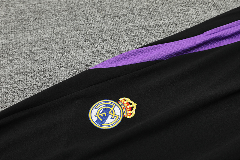 2024/2025 Real Madrid Long Zipped Jacket Training Suit Purple and Black Football Shirt