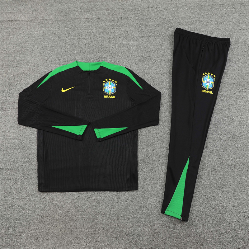 2024/2025 Brazil Black Half Zipper Football Jacket