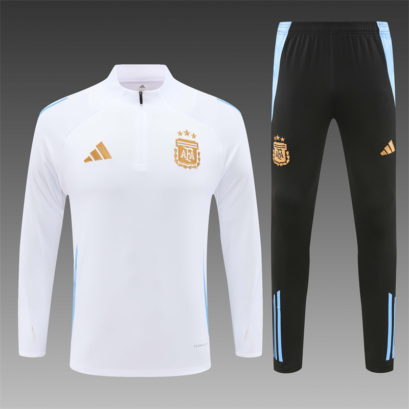 2024/2025 Argentina White Half-Pull Training Suit Player Edition