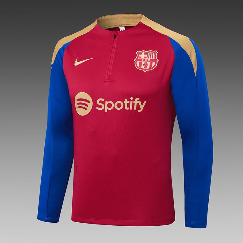 2024/2025 Barcelona Half-Pull Training Suit Red Blue Football Shirt