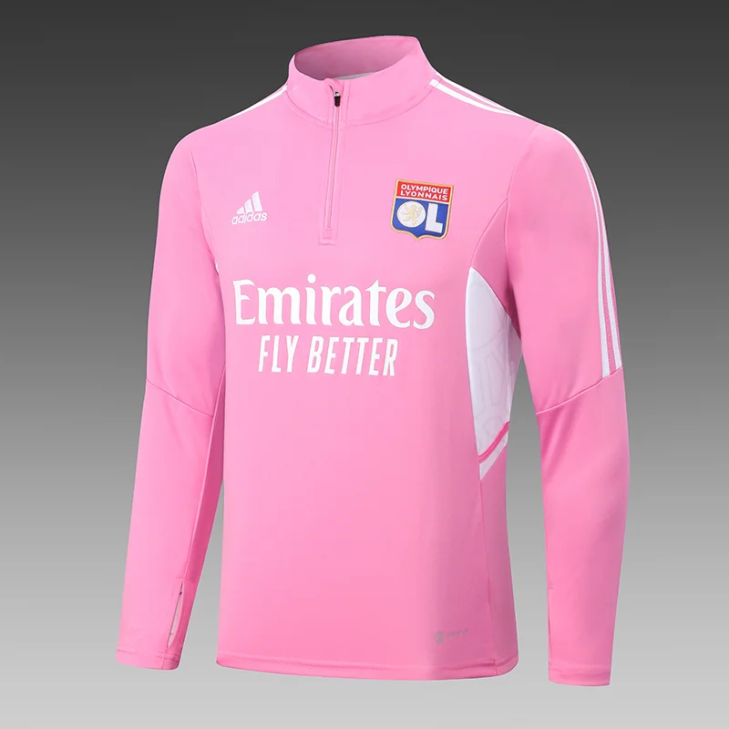 2022/2023 Lyonnais Half-Pull Training Suit Pink Football Shirt