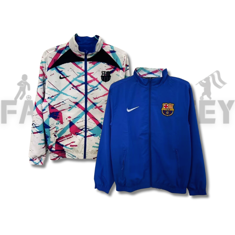 2023/2024 Barcelona(Red and White)Double-sided Windbreaker Football Jersey