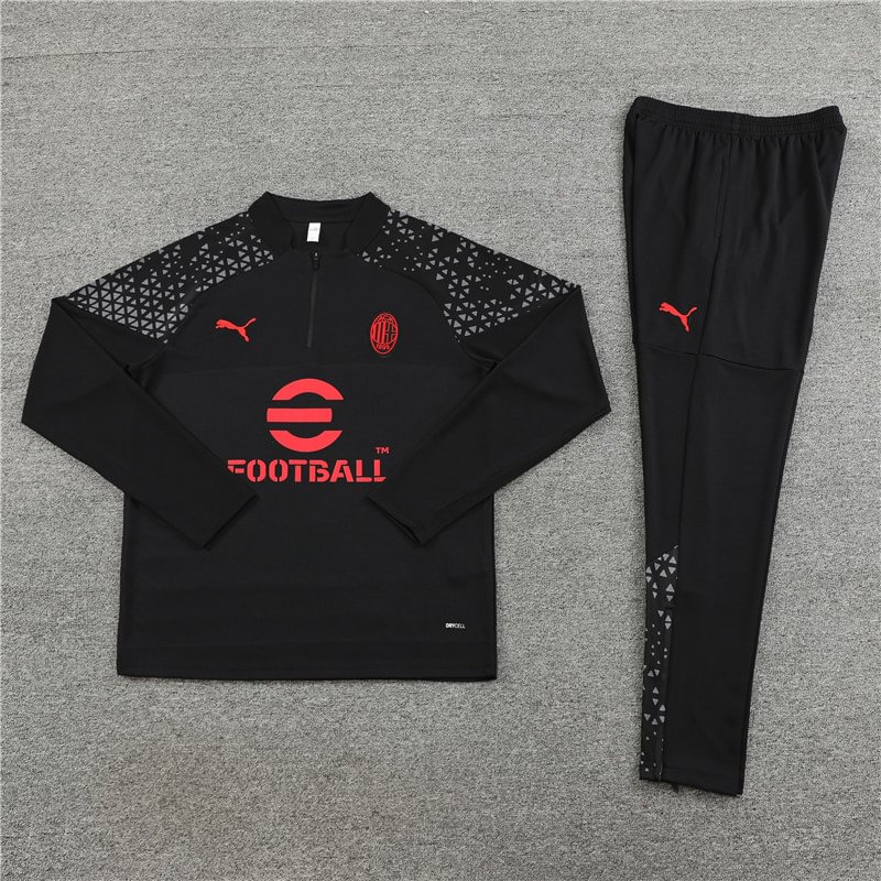 2023/2024 AC Milan Half-Pull Training Suit Black Football Shirt