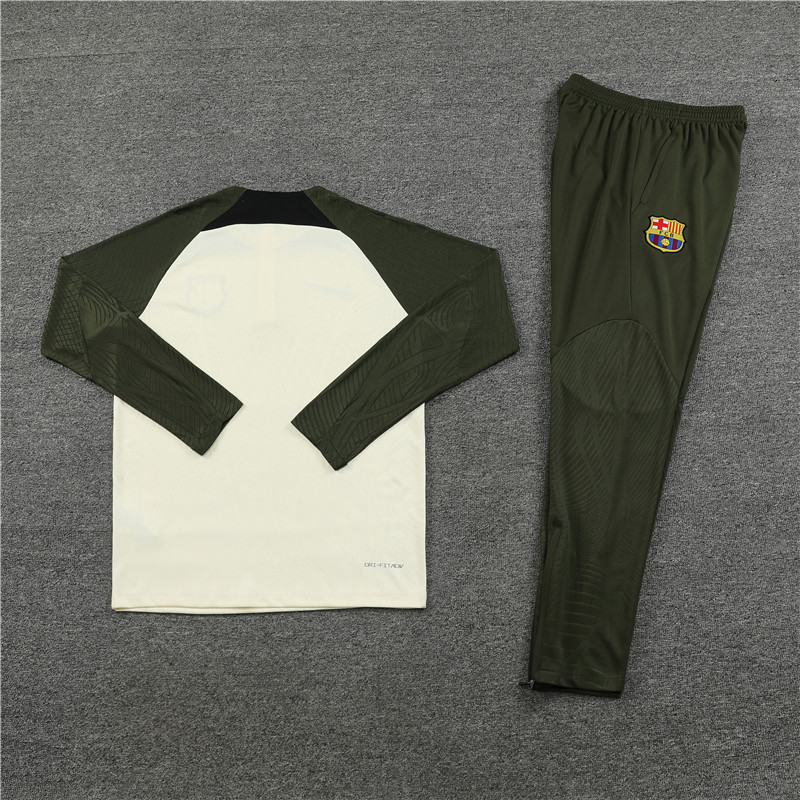 2025/2026 Barcelona White Green Half-Pull Training Suit
