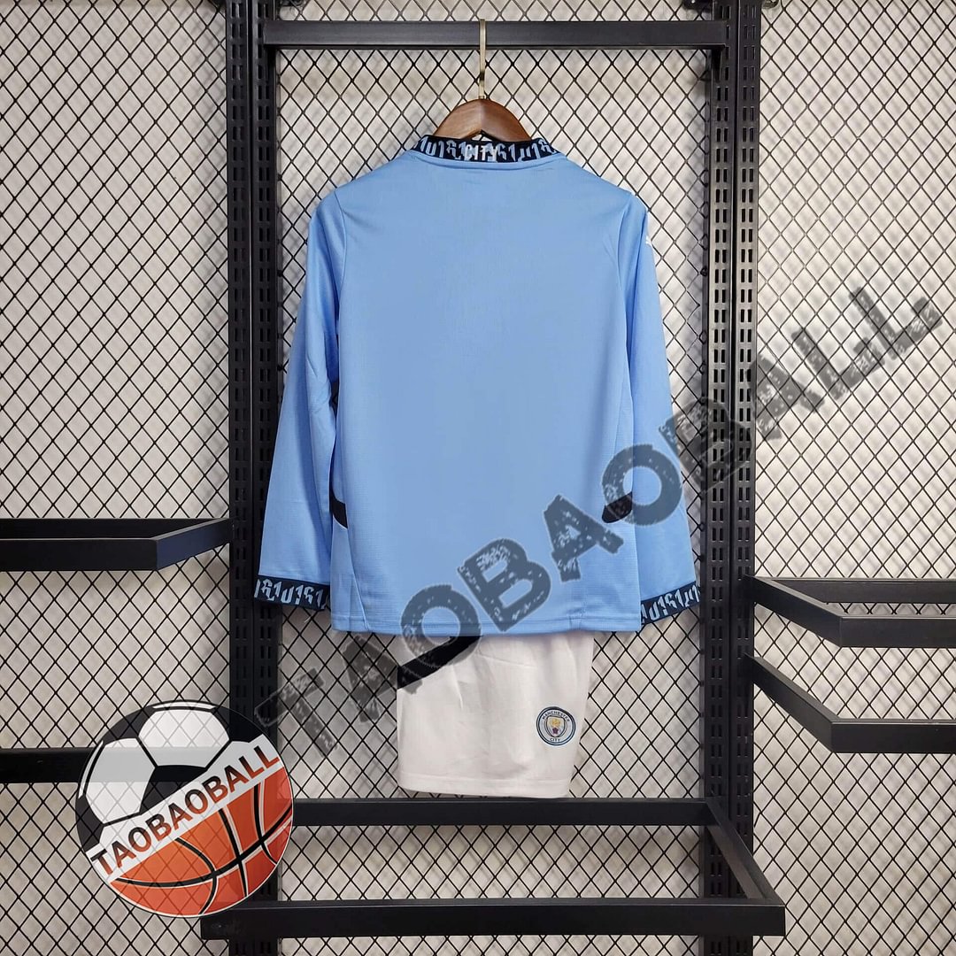 2024/2025 Manchester City Long Sleeve Home Football Shirt Kids Size