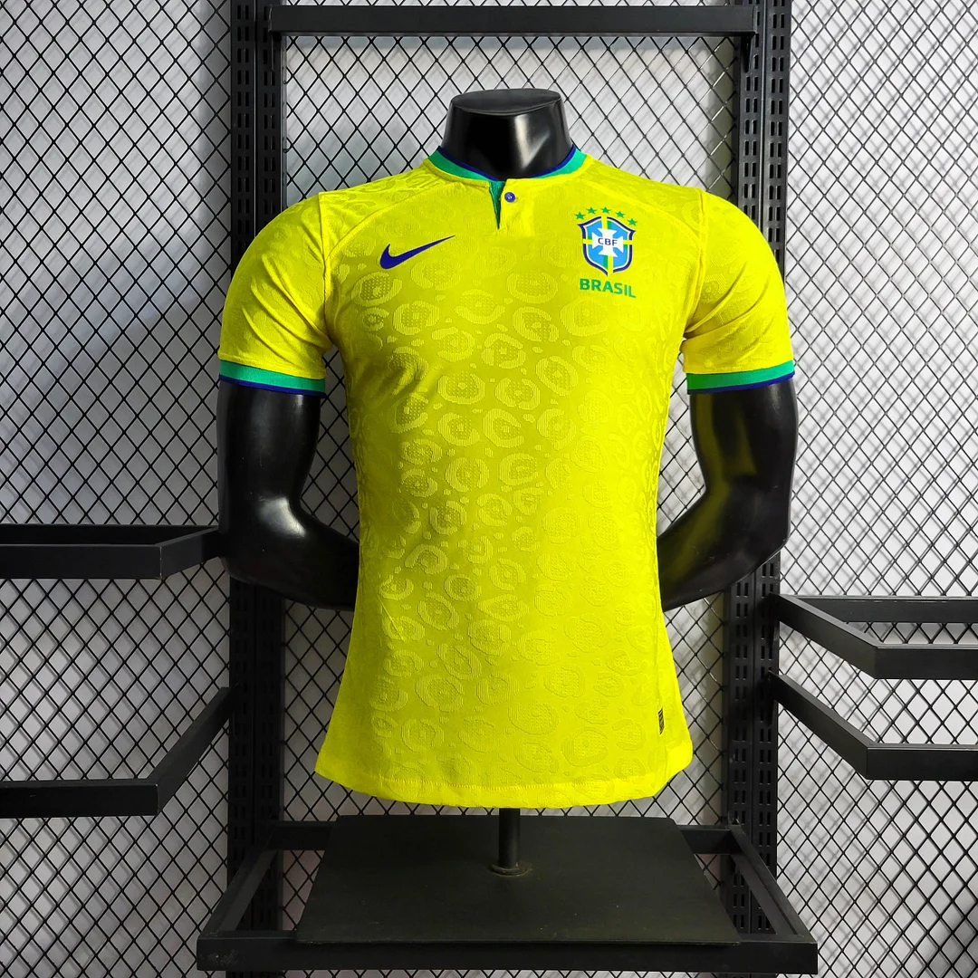 1:1 copy top quality 2022 Player Version Brazil Home Football Shirt