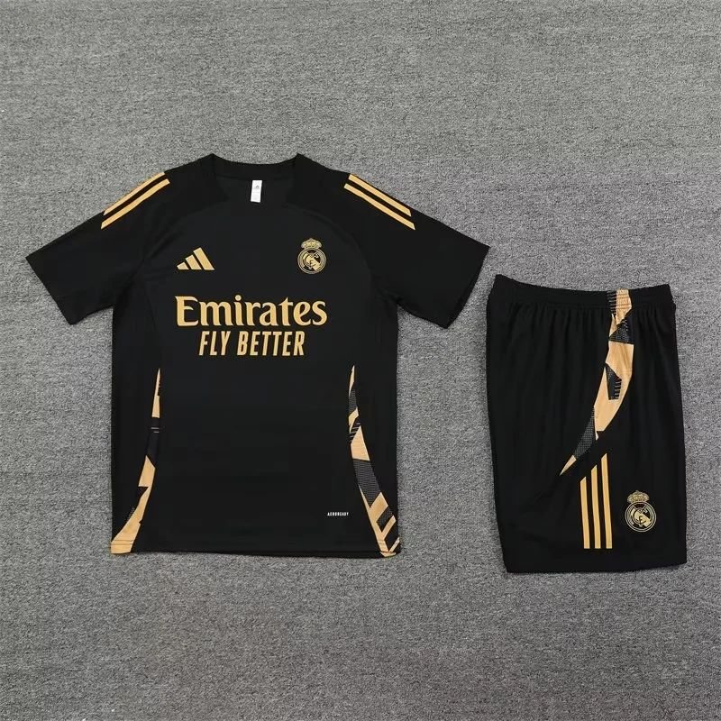2024/2025 Real Madrid Black Gold Training Wear Suit Shirt