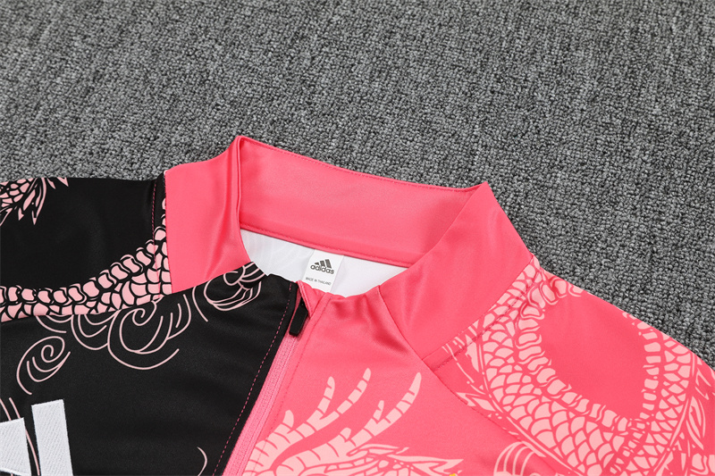 2025/2026 Real Madrid Pink Black Dragon Training Wear Suit Shirt