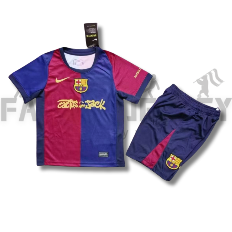 24/25 Limited Edition FC Barcelona x Travis Scott Home Football Shirt (For Kids )