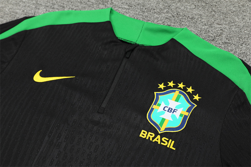 2024/2025 Brazil Black Half Zipper Football Jacket