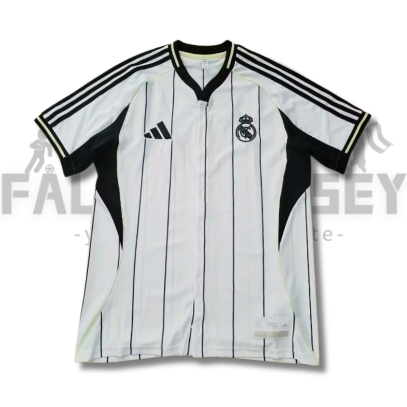 25/26 New Real Madrid Short Sleeve American Striped Football Shirt