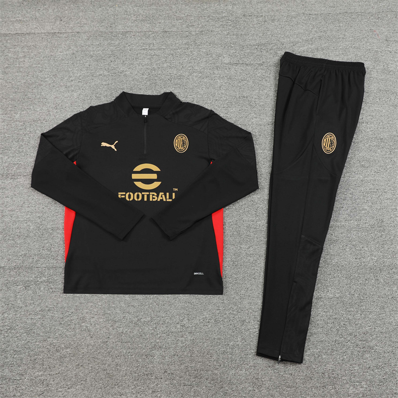 2024/2025 AC Milan Black Half-Pull Training Suit Player Edition