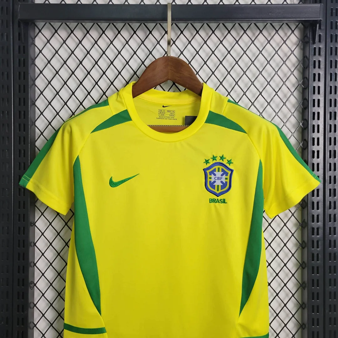 2002 Brazil Retro Home Football Shirt Kids