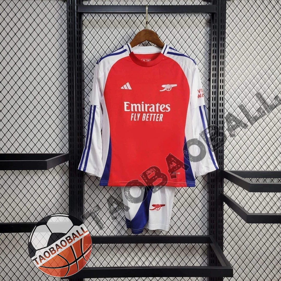 2024/2025 Long-Sleeve Arsenal Home Football Jersey Kids Size