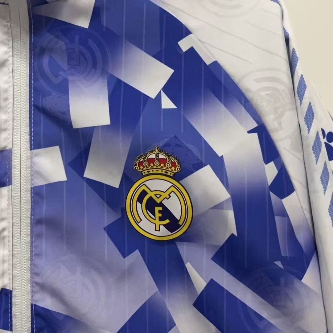 2025/2026 Real Madrid Reversible Windbreaker(Blue- White)Football Shirt