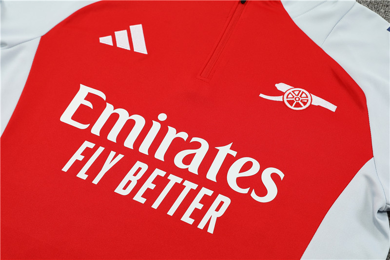 2024/2025 Arsenal Red White Half-Pull Training Suit Football Jersey