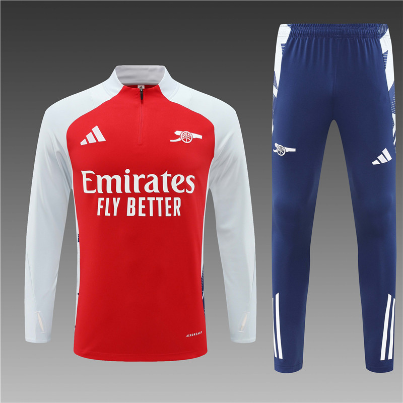 2024/2025 Arsenal Red White Half-Pull Training Suit Football Jersey