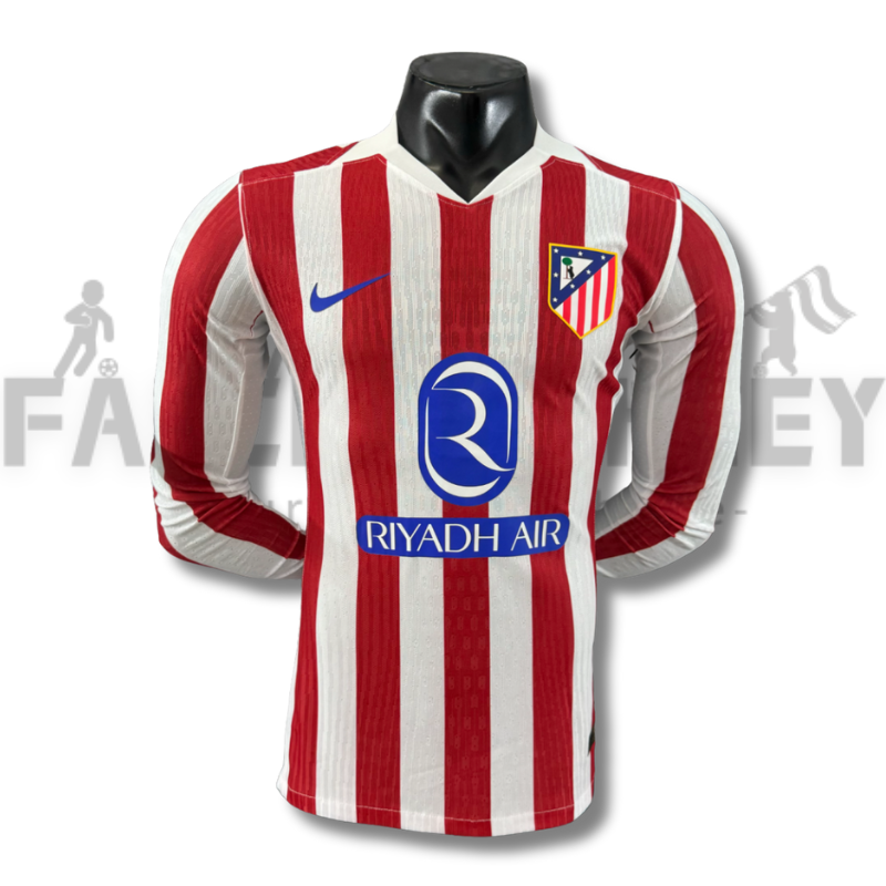 2025/2026 Player Version Long Sleeve Atletico Madrid Home Football Shirt