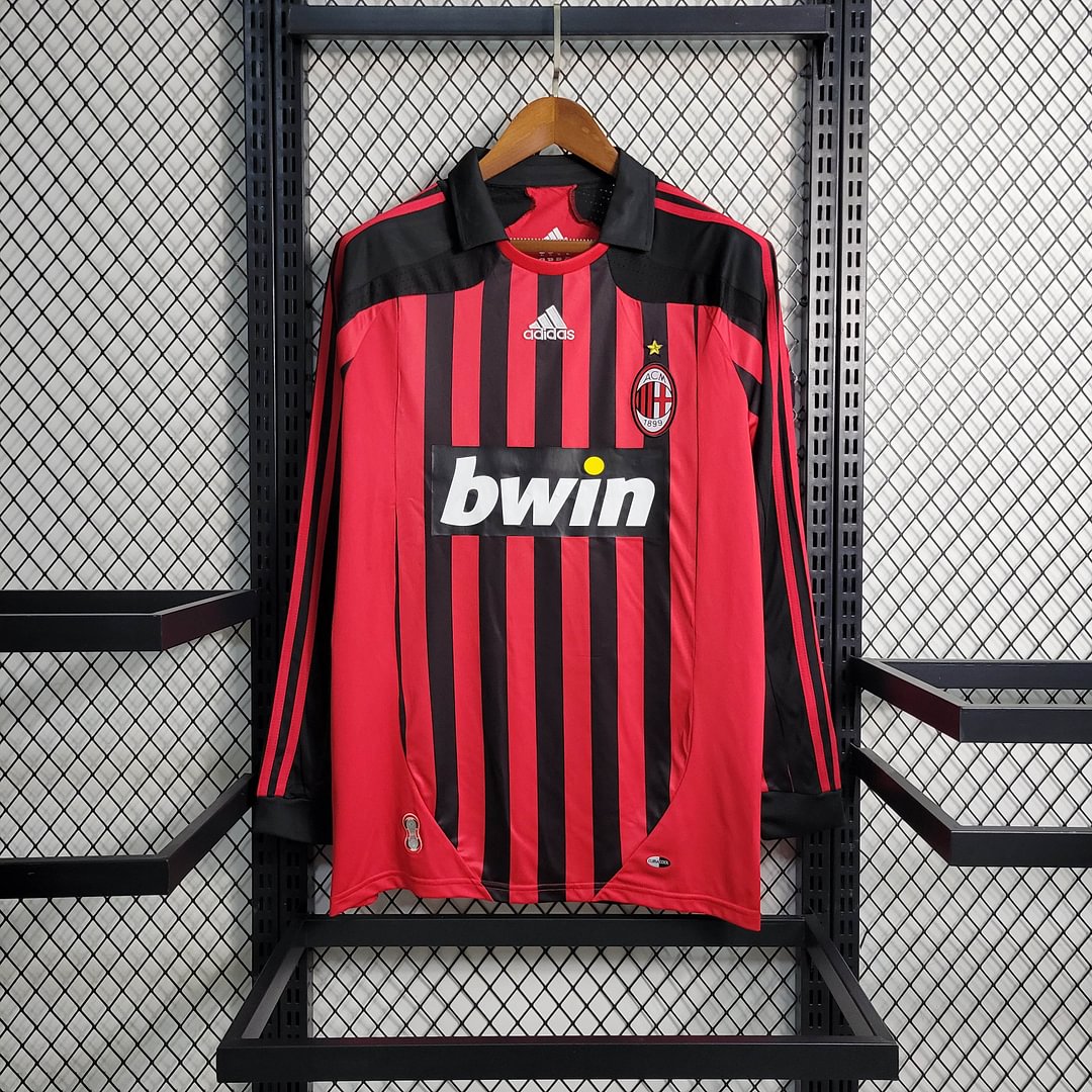 2007/2008 AC Milan Retro Long Sleeve Home Football Shirt
