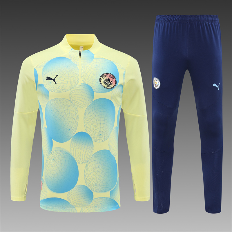 2024/2025 Manchester City Light Yellow Half-Pull Training Football Jersey