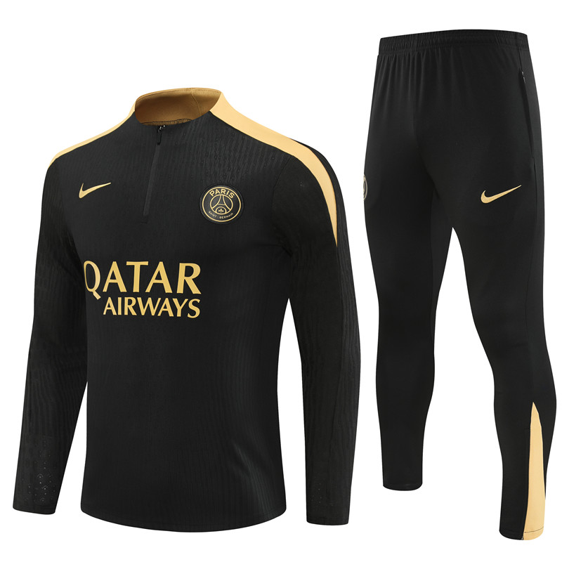 2024/2025 Paris Saint-Germain Black Gold Half-Pull Training Suit Player Edition