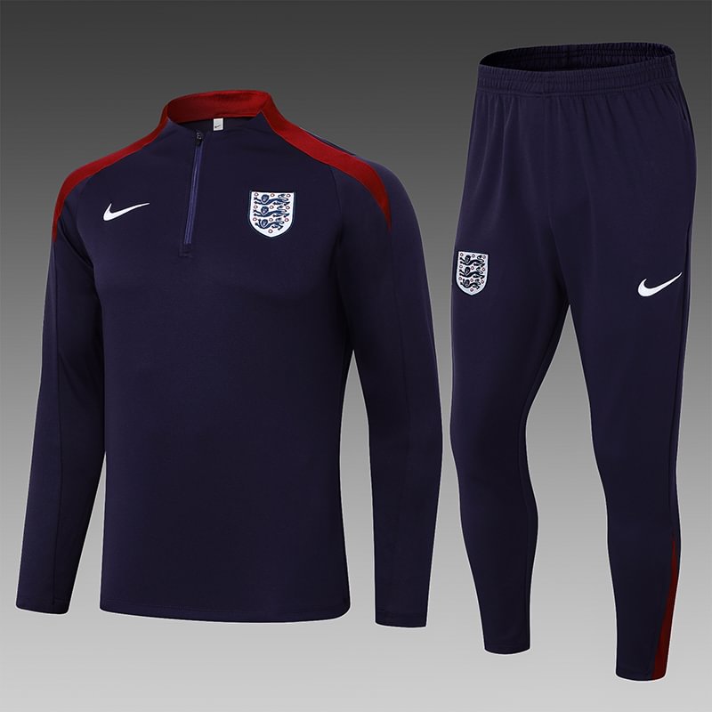 2024 England Half-Pull Training Suit Purple Football Shirt