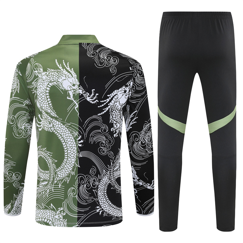 2025/2026 Real Madrid Green Black Dragon Training Wear Suit Shirt