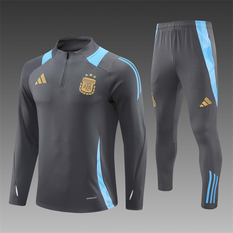 2024/2025 Argentina Dark Grey Half-Pull Training Suit Player Edition