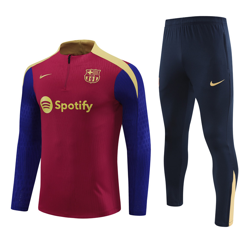 2024/2025 Barcelona Half-Pull Training Suit Red Blue Football Shirt