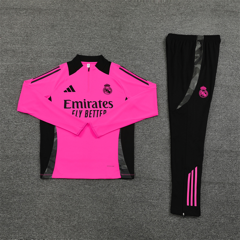 2024/2025 Real Madrid Long Zipped Jacket Training Suit Rose Red Football Shirt