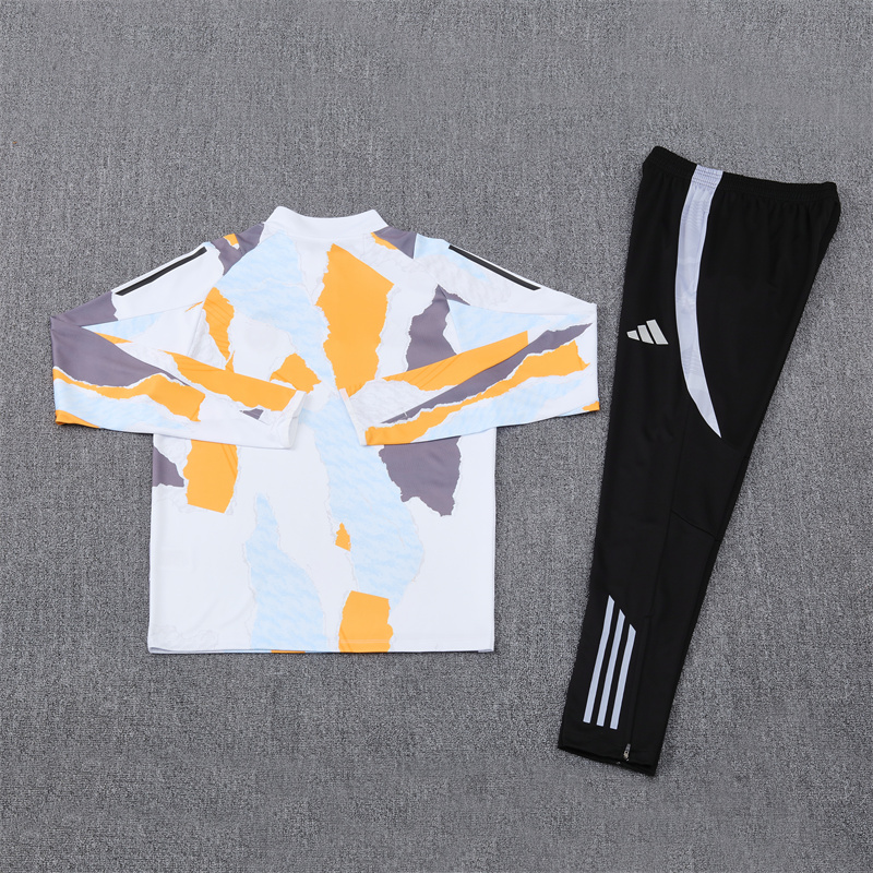2024/2025 Real Madrid Long Zipped Jacket Training Suit yellow And White Football Shirt