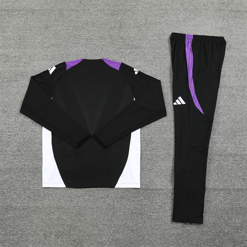 2024/2025 Real Madrid Long Zipped Jacket Training Suit Purple and Black Football Shirt