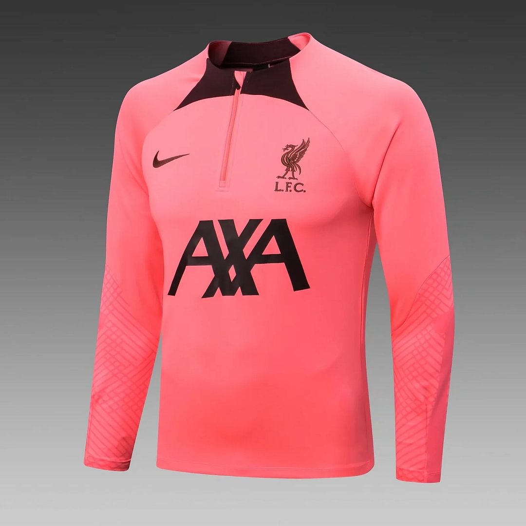 2022/2023 Liverpool Half-Pull Training Suit Pink Football Shirt