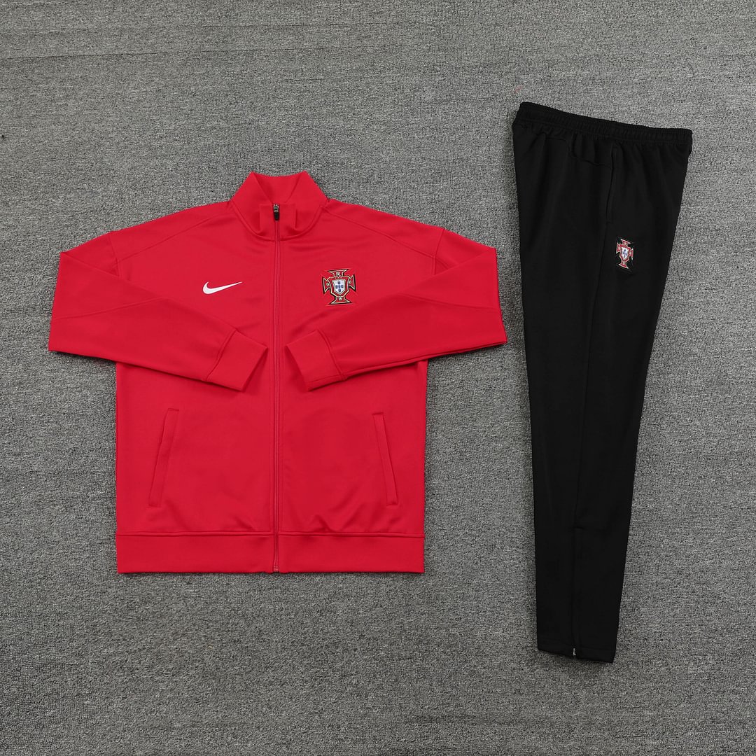 2024/2025 Portugal Long Zipped Jacket Training Suit Red Football Shirt