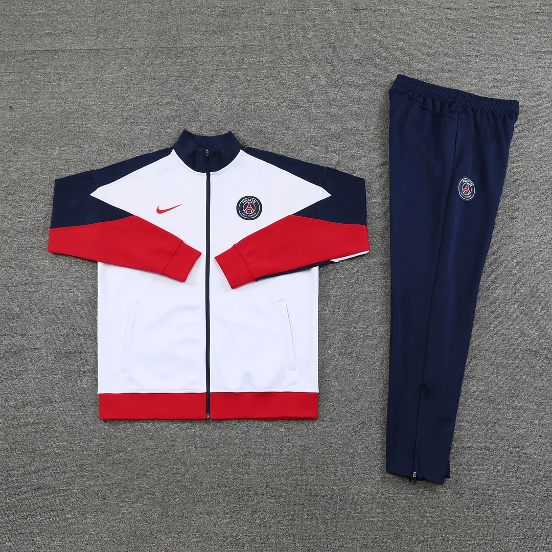 2024/2025 Paris Saint-Germain Long Zipped Jacket Training Suit White Football Shirt