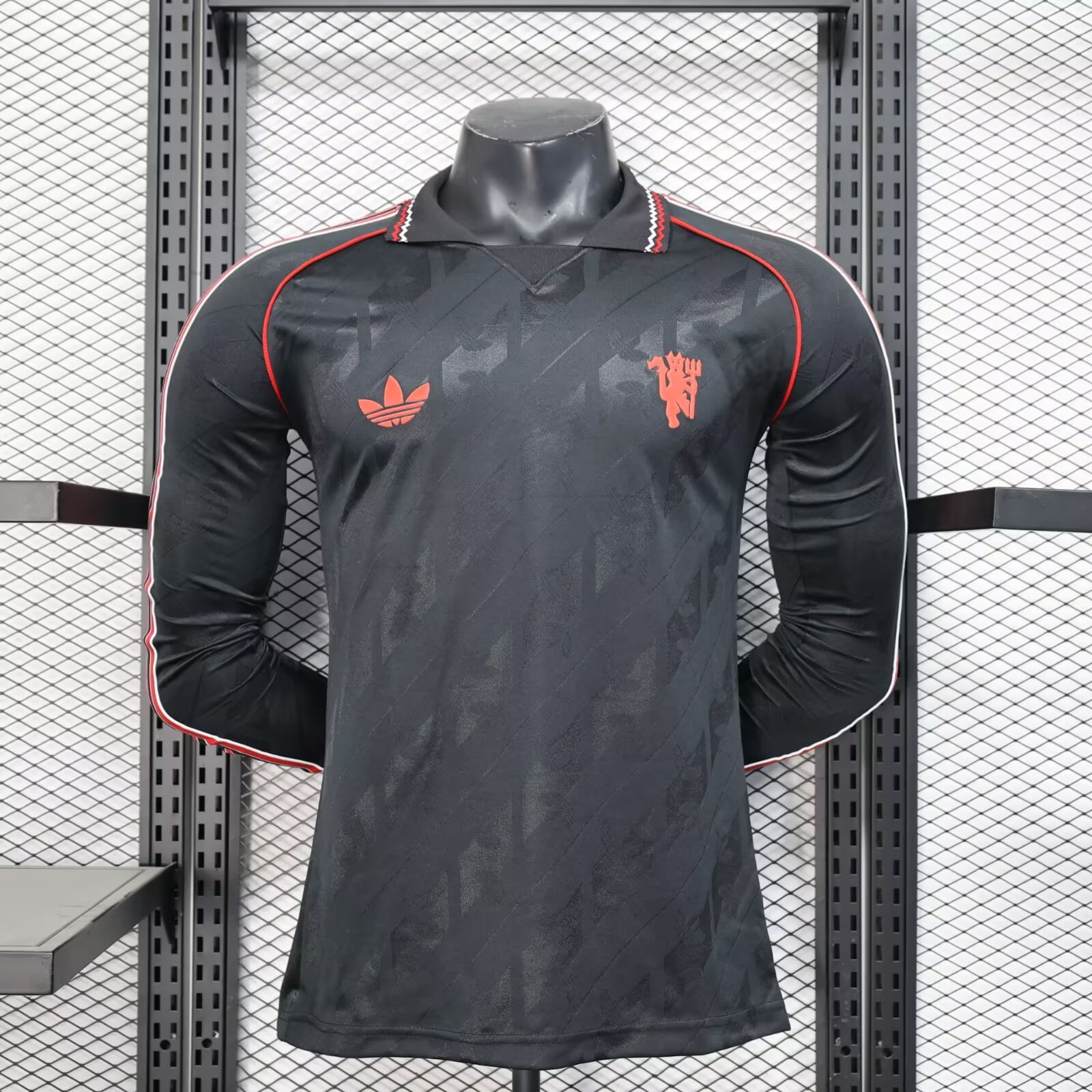 2024/2025 Retro Manchester United black Long Sleeves version soccer jersey