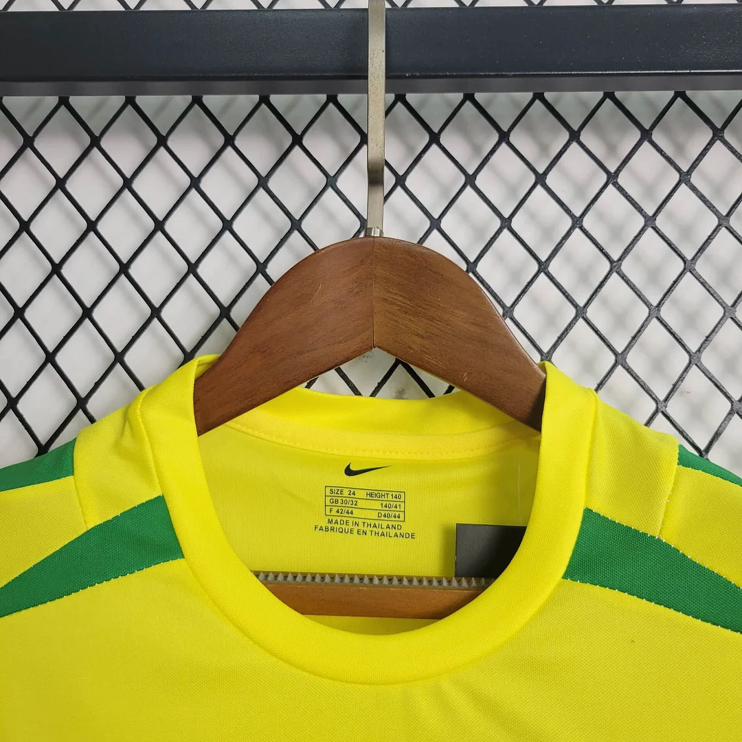 2002 Brazil Retro Home Football Shirt Kids