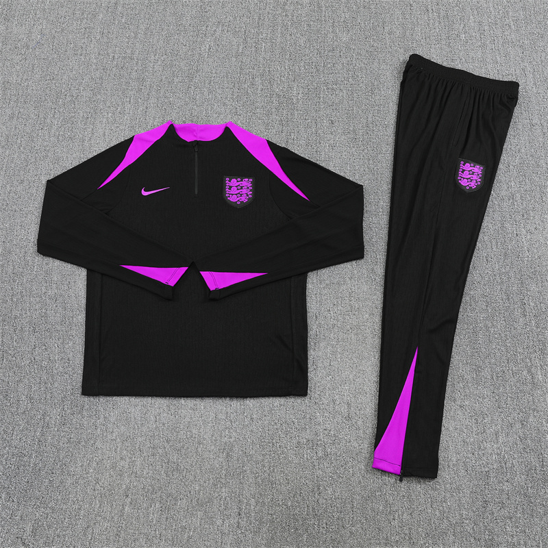 2025/2026 England Black Half zip training suit set