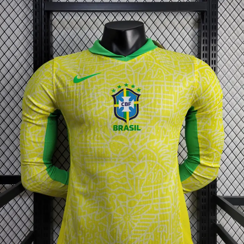 2024 Brazil Long Sleeve Home Football Shirt( Player Version)