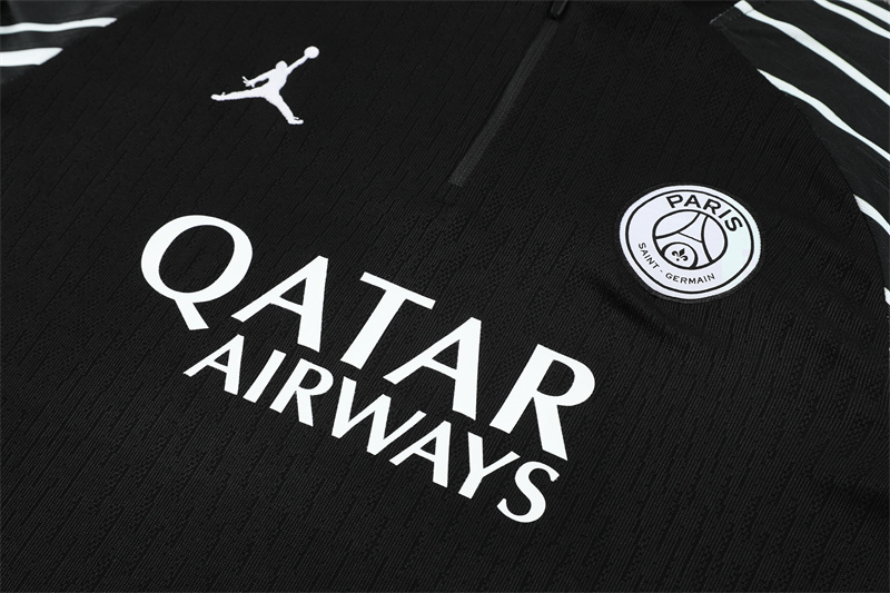 2025/2026 Paris Saint-Germain Black half zip training suit set