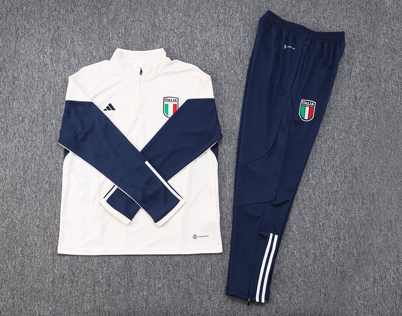 2023/2024 Italy Half-Pull Training Suit Off White Football Shirt