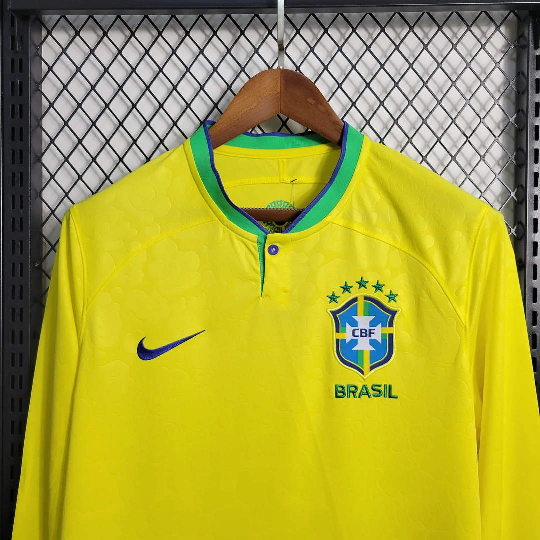2022 Brazil Long Sleeve Home Football Shirt
