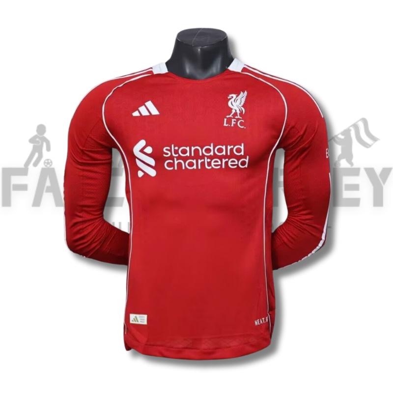 2025/2026 Liverpool Home Long Sleeve Jersey(Player Version)