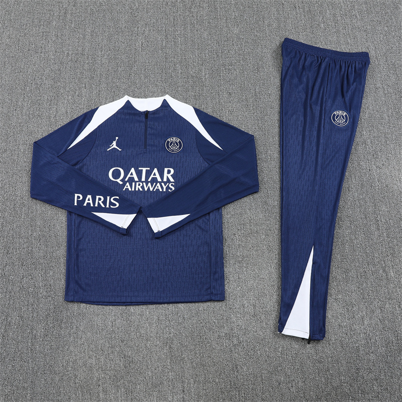 2025/2026 Paris Saint-Germain Royal Blue half zip training suit set
