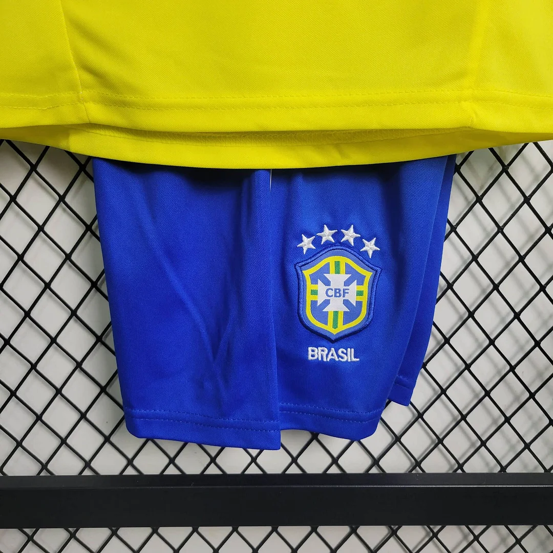 2002 Brazil Retro Home Football Shirt Kids