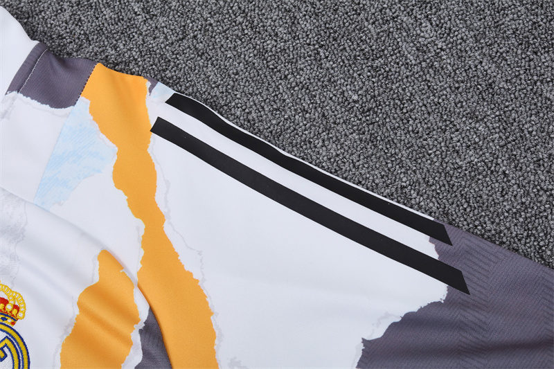 2024/2025 Real Madrid Long Zipped Jacket Training Suit yellow And White Football Shirt