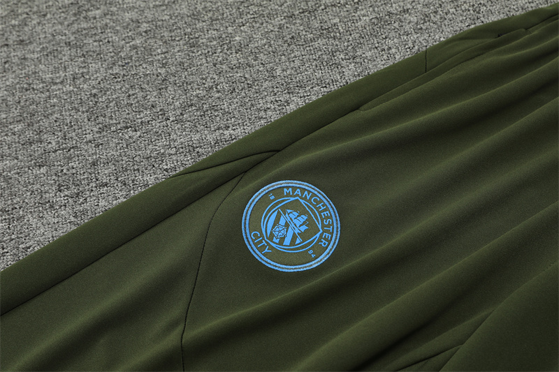 2024/2025 Manchester City Army Green Half-Pull Training Football Jersey